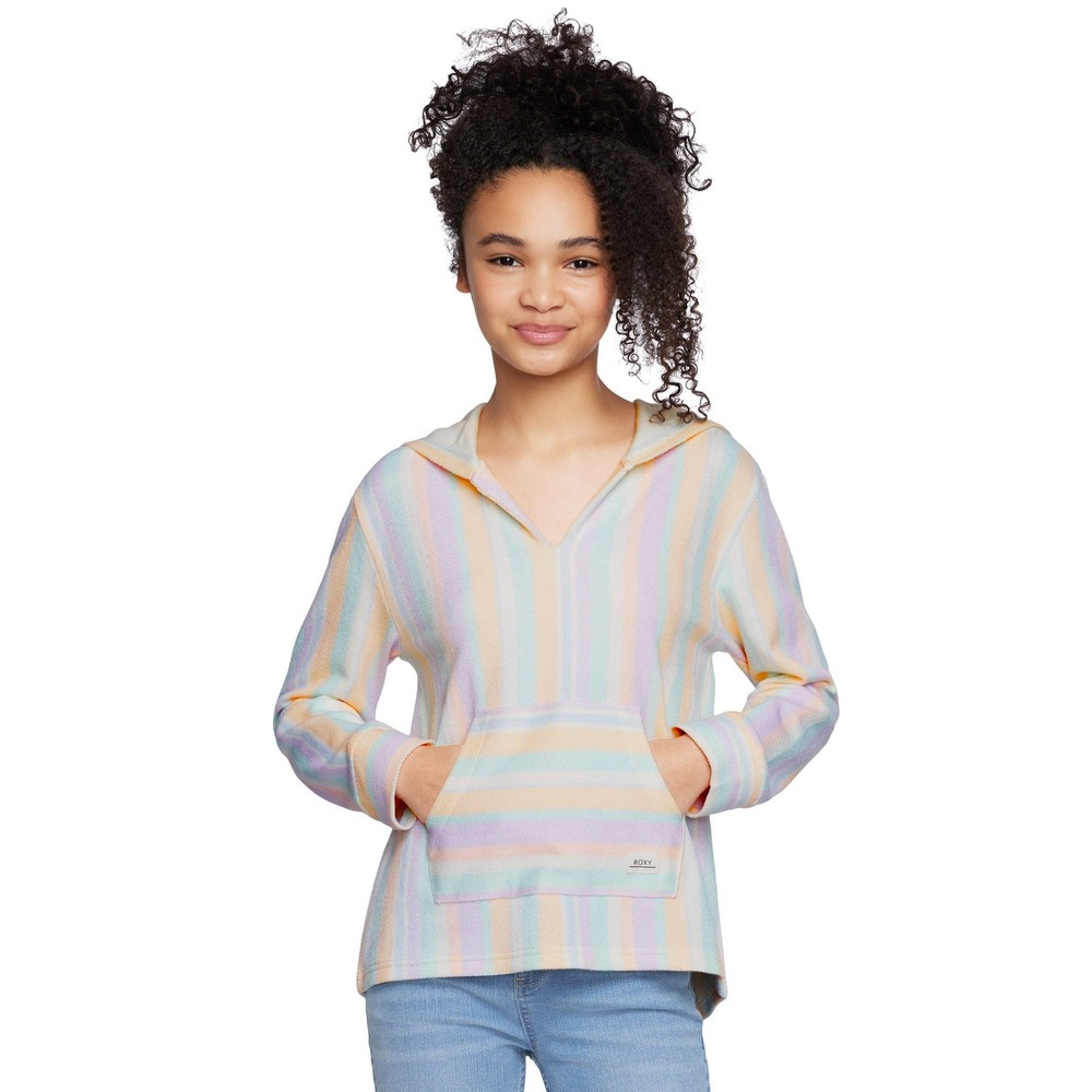 Roxy Girls' Striped‎ Terry Hooded Pullover Sweater Kids Size L (12/14)
